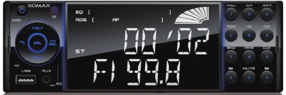 Автомагнитола XOMAX XM-VRSU413BT / Bluetooth / FM / USB / AUX / microSD slot / 1DIN, фото №1