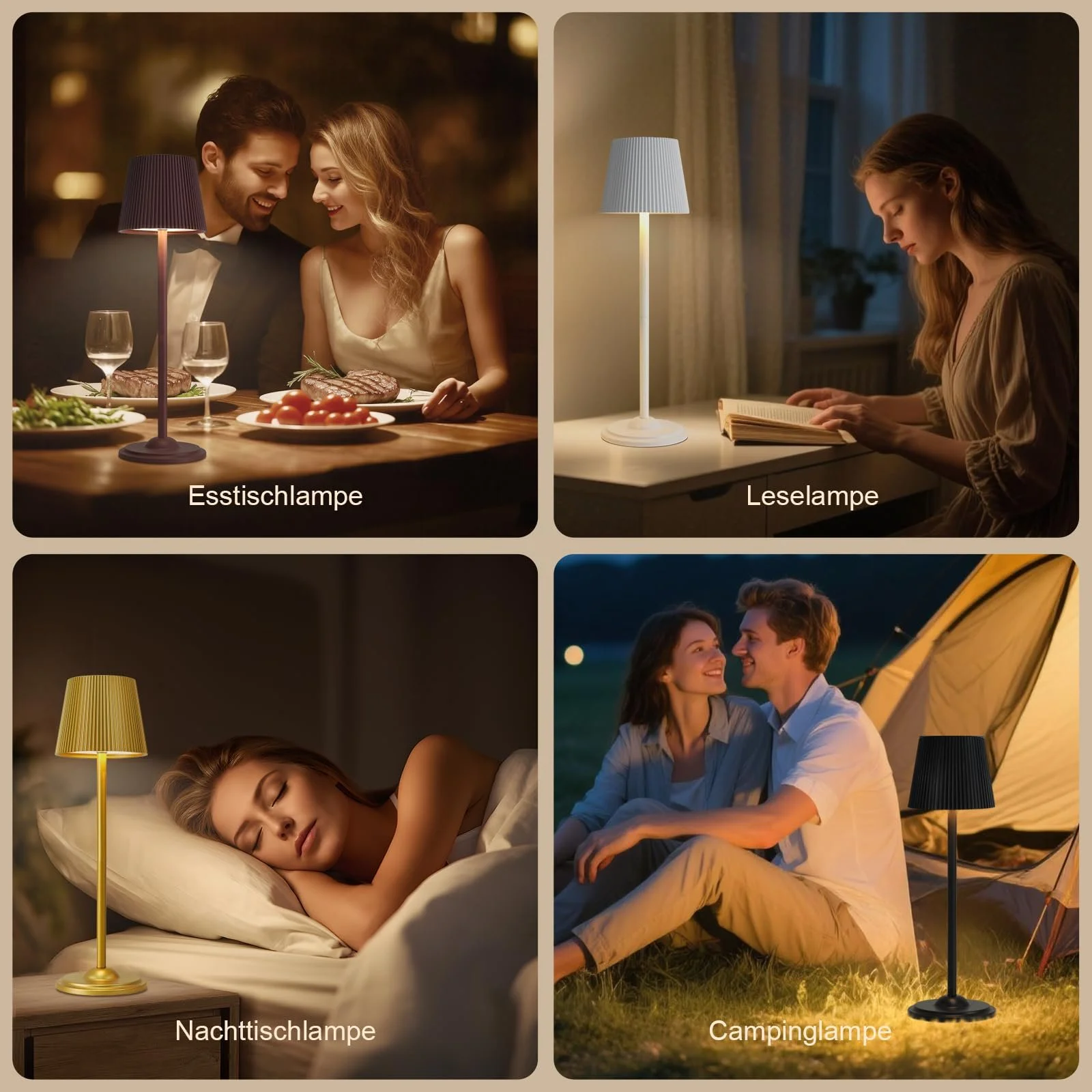 Світлодіодна настільна лампа Бездротова Регульована за висотою Сенсорна Металева Чорна, фото №7