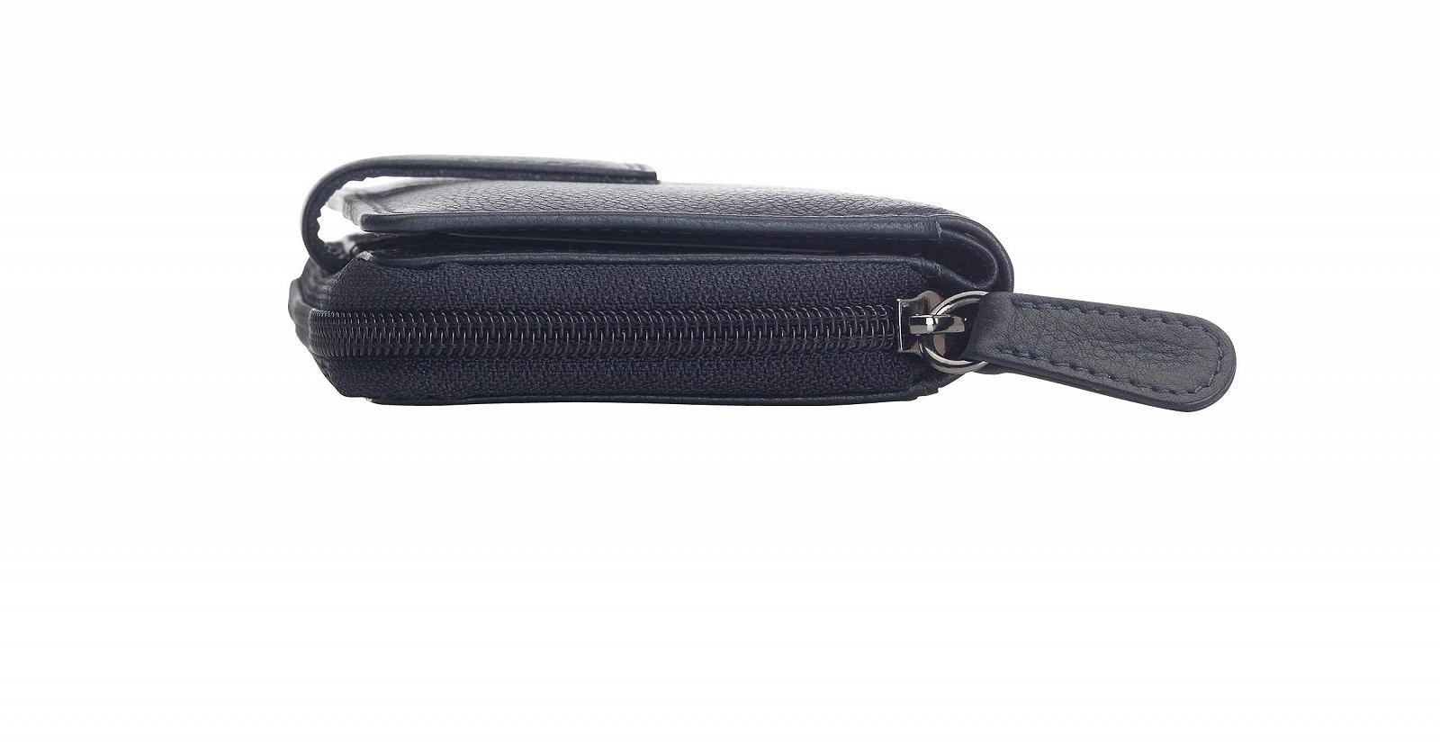 Кошелек Женский Кожаный Josephine Osthoff Large Double Zip Braided с RFID защитой (261) Navy / Cherry, монетница, фото №5