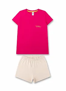 Пижама Sanetta для девочек Короткая Розовая Skater - Фото 1