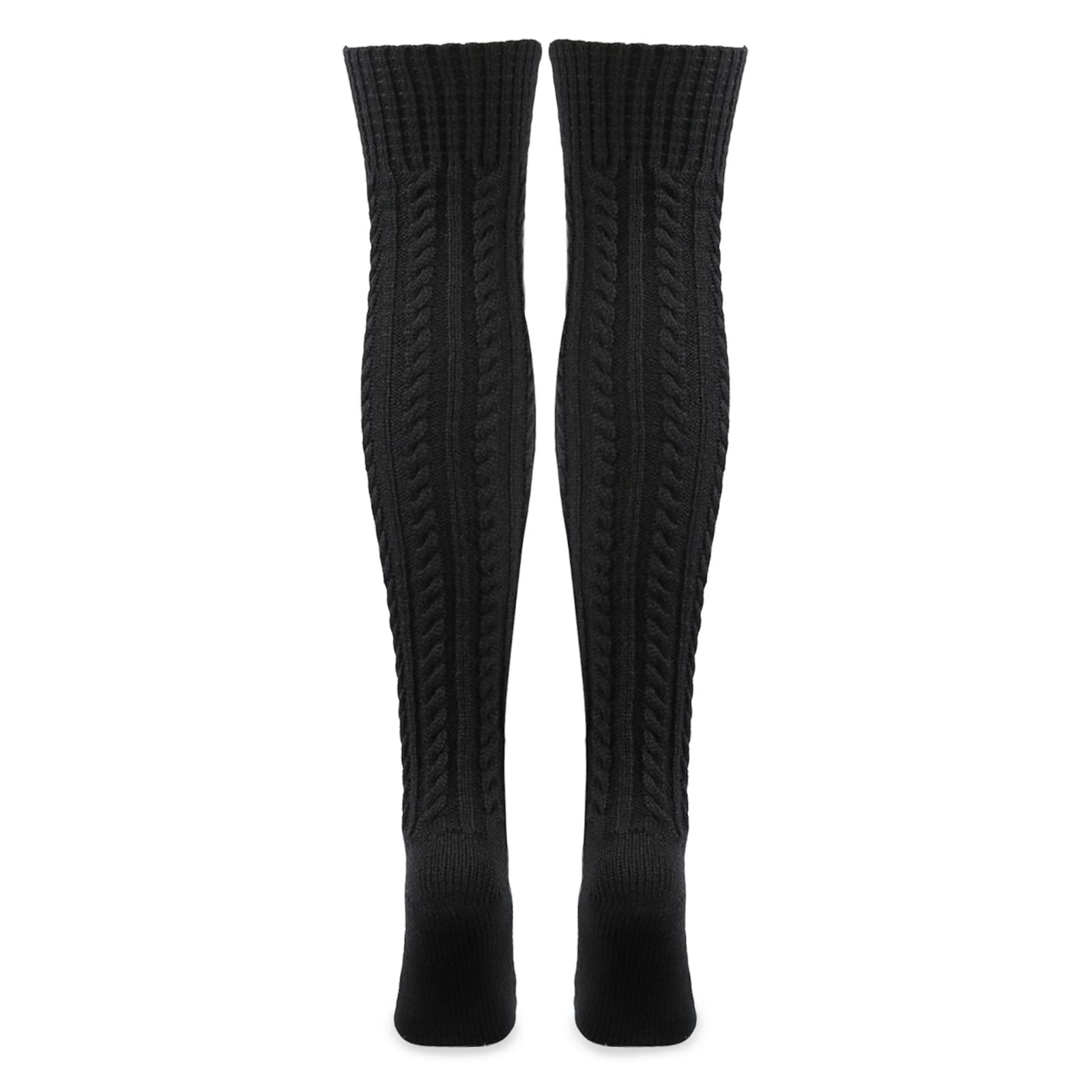 Высокие носки LittleForBig для девочек в стиле школьной формы, очень длинные вязаные чулки с кабелем, фото №3
