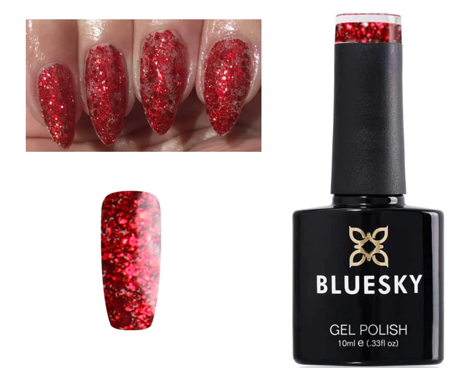 Гель-лак Bluesky S11 N Woman Claus Red Glitter Fill, червоний, з блискітками, 10 мл, фото №1