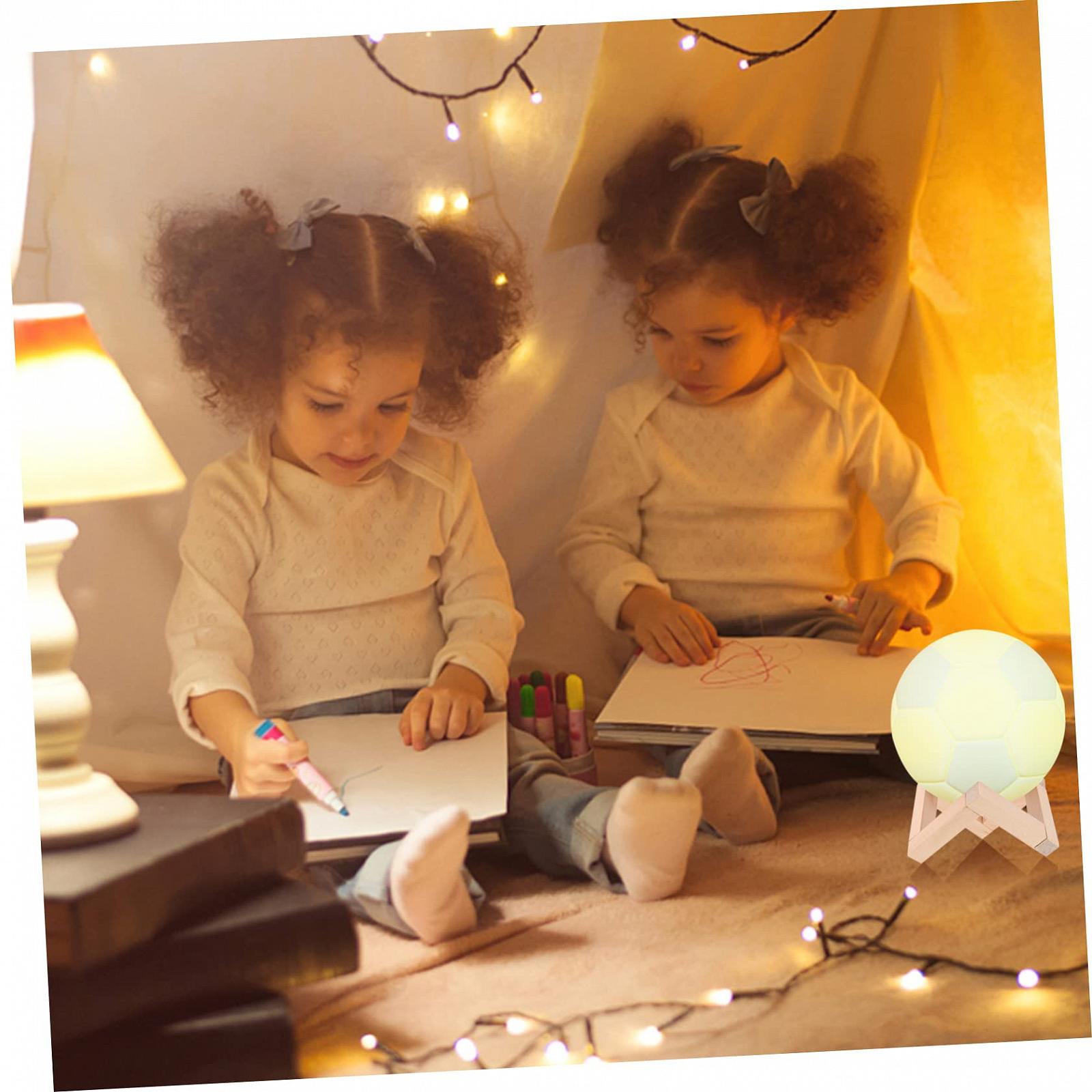 Нічник Housoutil 1 x Football з дерев'яним пультом дистанційного керування 3D, фото №7