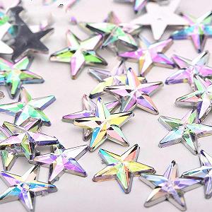 Стразы Flatback Звезда Crystal AB 10 мм, 100 шт. - Фото 1