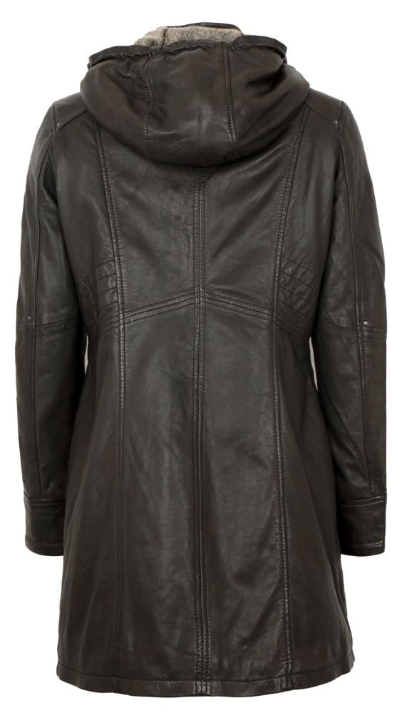 Жіноче пальто зі справжньої шкіри Jilani Nappa з капюшоном, темно-коричневе, фото №4 Жіноче пальто зі справжньої шкіри Jilani Nappa з капюшоном, темно-коричневе, фото №4