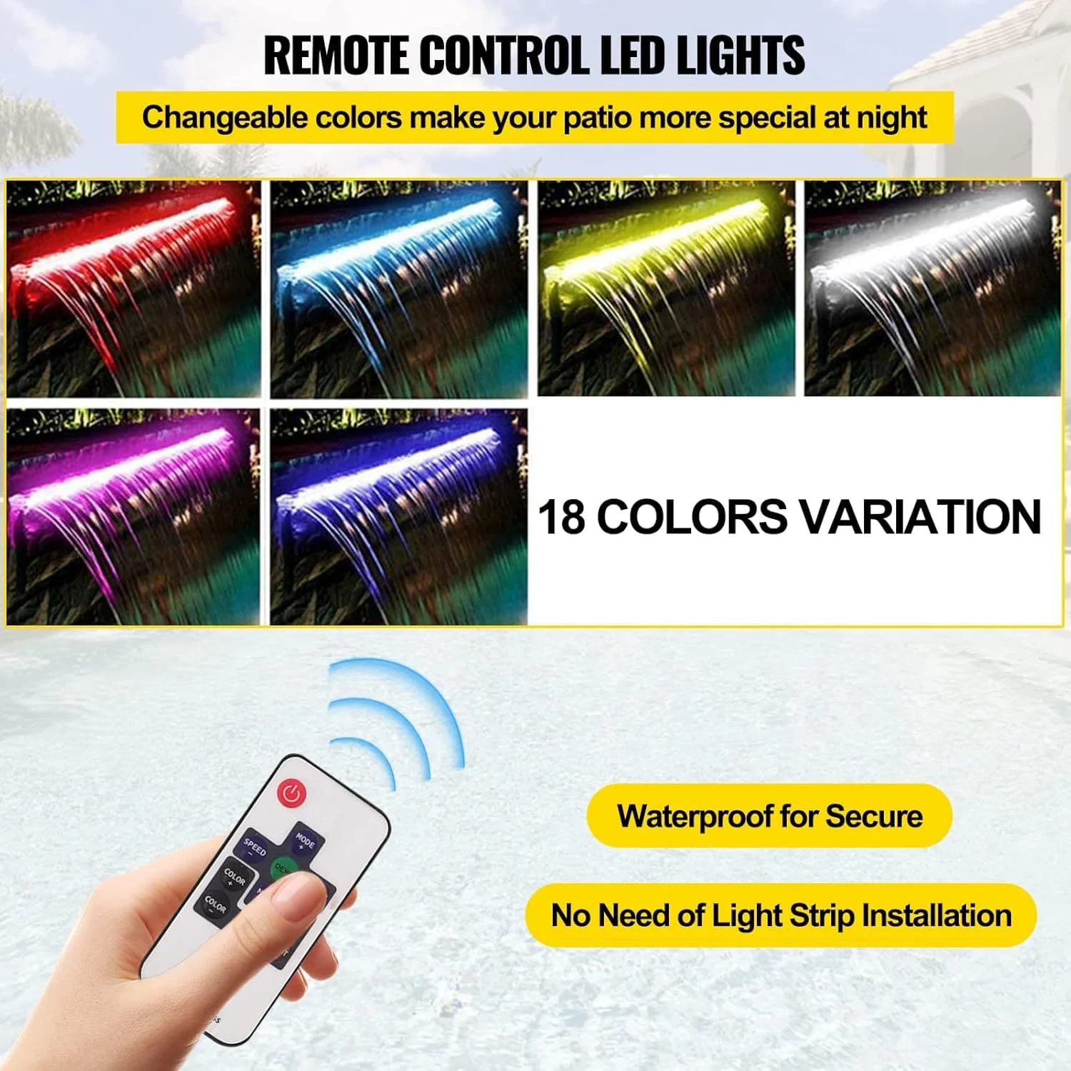 Фонтан-водоспад VEVOR SWLED1200PV2 Silver, фото №7