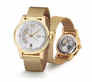 Автоматические часы Kronsegler Vertigo Gold-Silver с сетчатым браслетом synthetic.ua - Фото 1