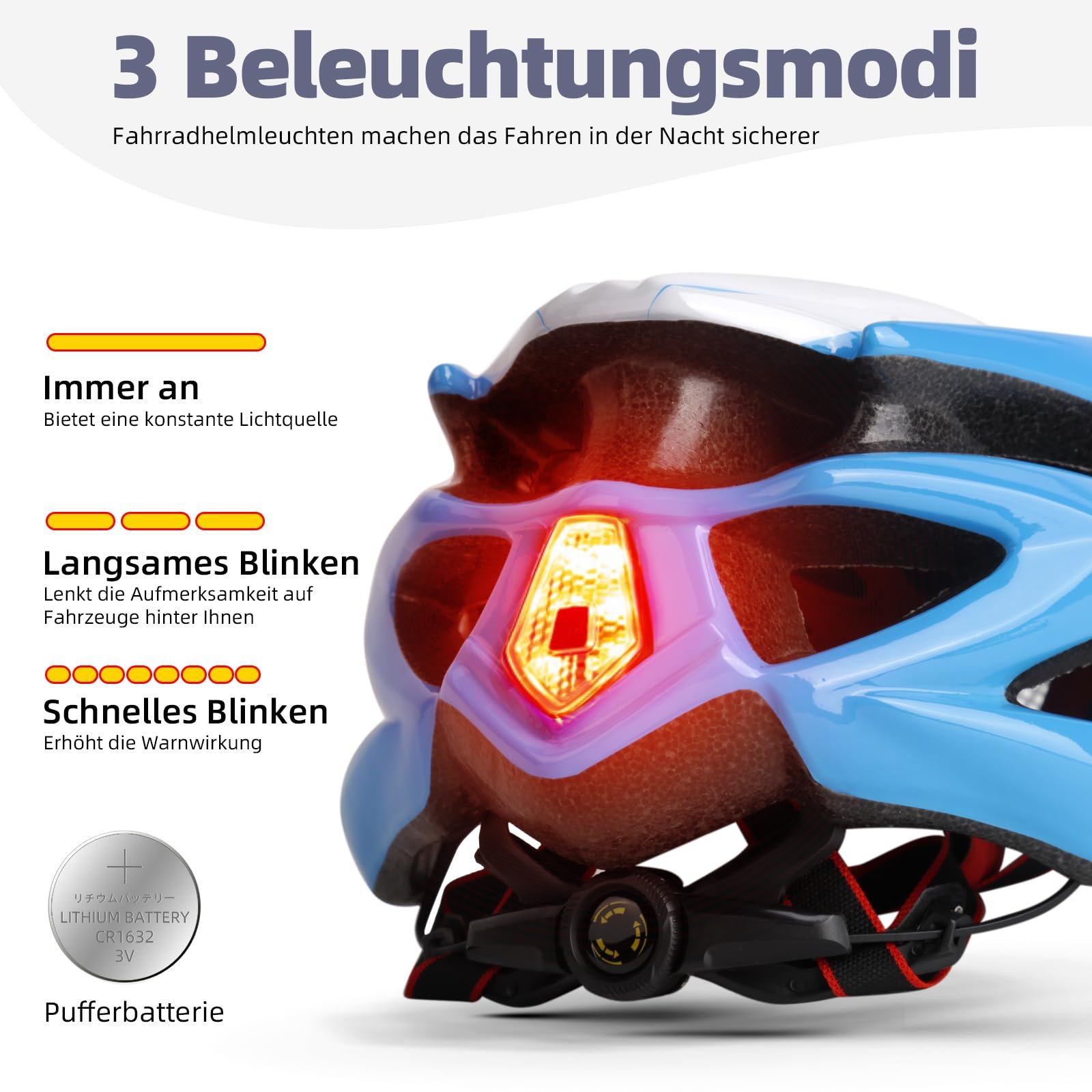 Шолом велосипедний Shinmax з LED підсвічуванням, CE сертифікати, з ліхтарем безпеки, інтегральний, для дорослих, зі знімним козирком та підкладкою, фото №3