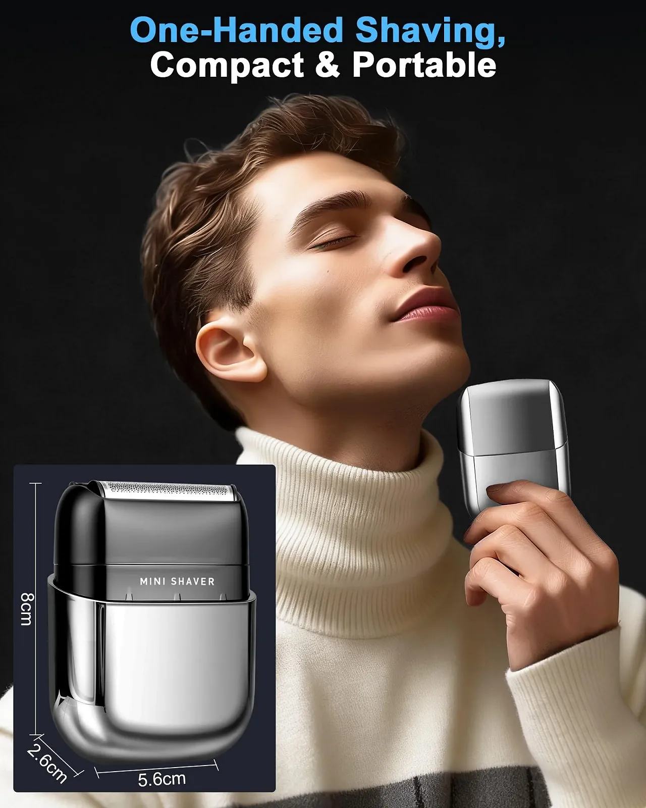 Електробритва Men's Electric Shaver Mini Foil IPX7 USB-C 120 хв LED-дисплей, фото №7 Електробритва Men's Electric Shaver Mini Foil IPX7 USB-C 120 хв LED-дисплей, фото №7