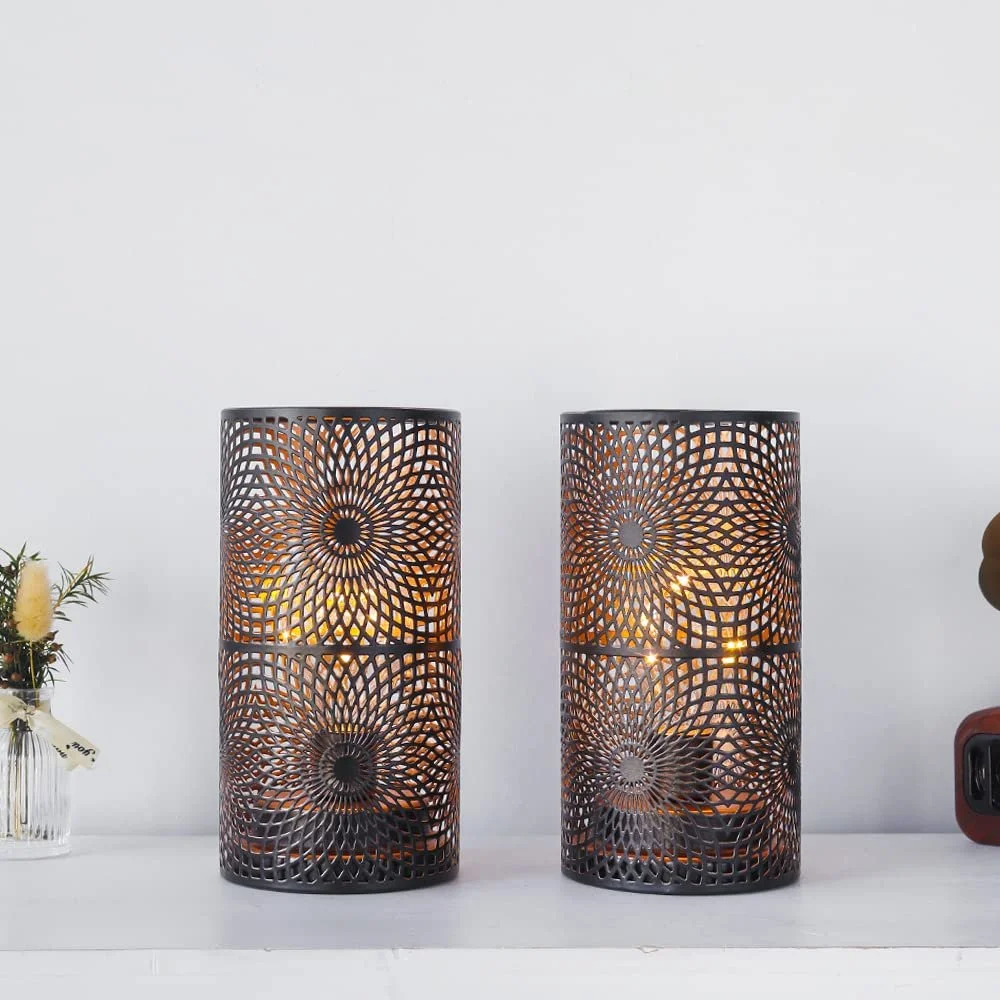 Настільна лампа JHY DESIGN Набір із 2 штук Метал Акумуляторна Бездротова Edison Bulb Чорна, фото №4