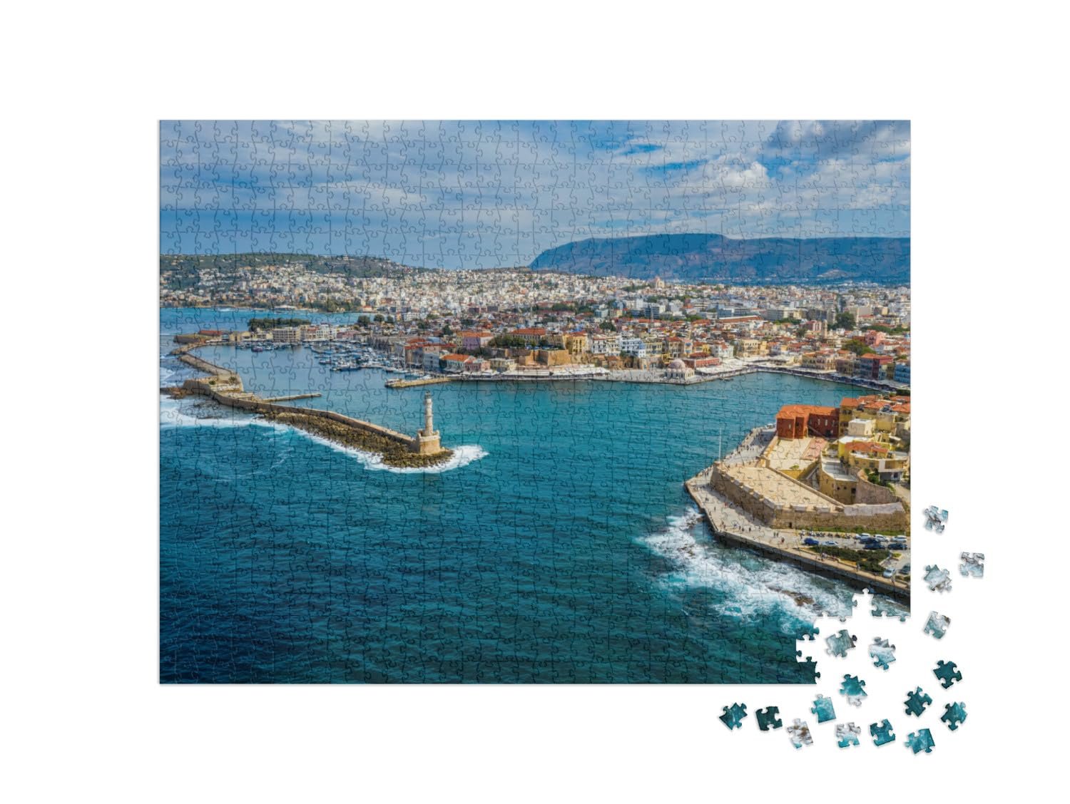 Пазл puzzleYOU Puzzle Collection Crete Панорамный вид сверху на город Ханья, остров Крит, Греция 1000 деталей, фото №2