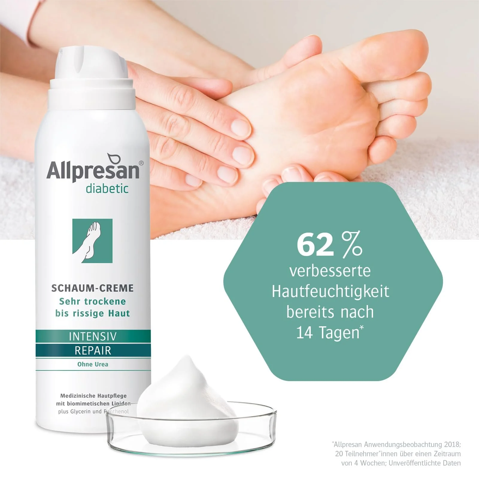 Крем-пена для ног Allpresan Diabetic Intensive + Repair без мочевины 125 мл, упаковка 3 шт., фото №5 Крем-пена для ног Allpresan Diabetic Intensive + Repair без мочевины 125 мл, упаковка 3 шт., фото №5