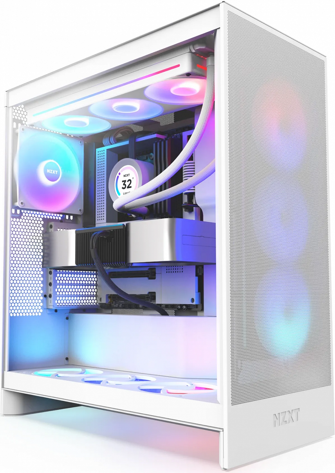 Корпус NZXT H7 Flow RGB / без БЖ / Midi-Tower / 3x120mm RGB Fan / Max GPU 410mm / Білий, фото №1