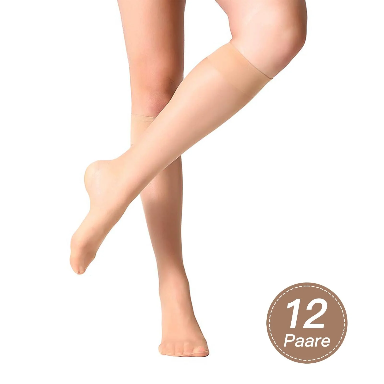 Чулки MANZI 12 пар Женские дышащие ультрамягкие 15 Den Черный Телесный цвет, фото №4