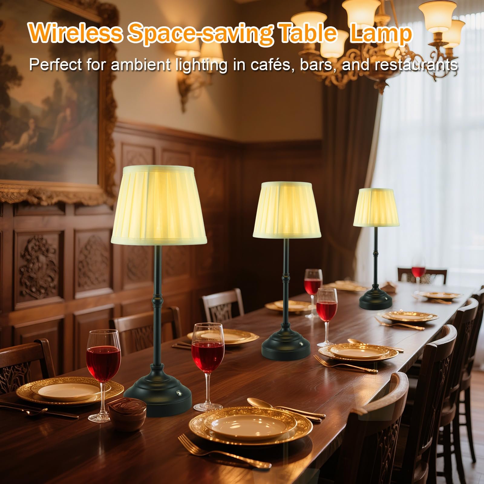 Настільна лампа Monsing бездротова акумуляторна 3 температури димер водонепроникна портативна LED чорна, фото №6