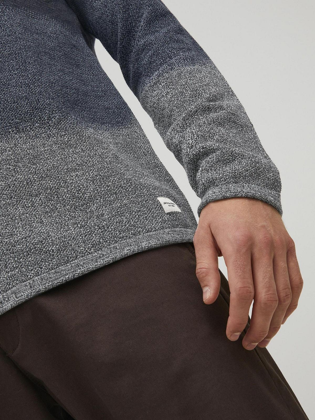 Вязаный пуловер JACK & JONES JJEHILL Мужской с круглым вырезом Базовый Длинный рукав Хлопковая рубашка, фото №7