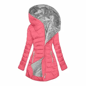 Жіноча Осіння Зимова Однотонна Куртка на Блискавці з Довгими Рукавами, Кишенями - Фото 1