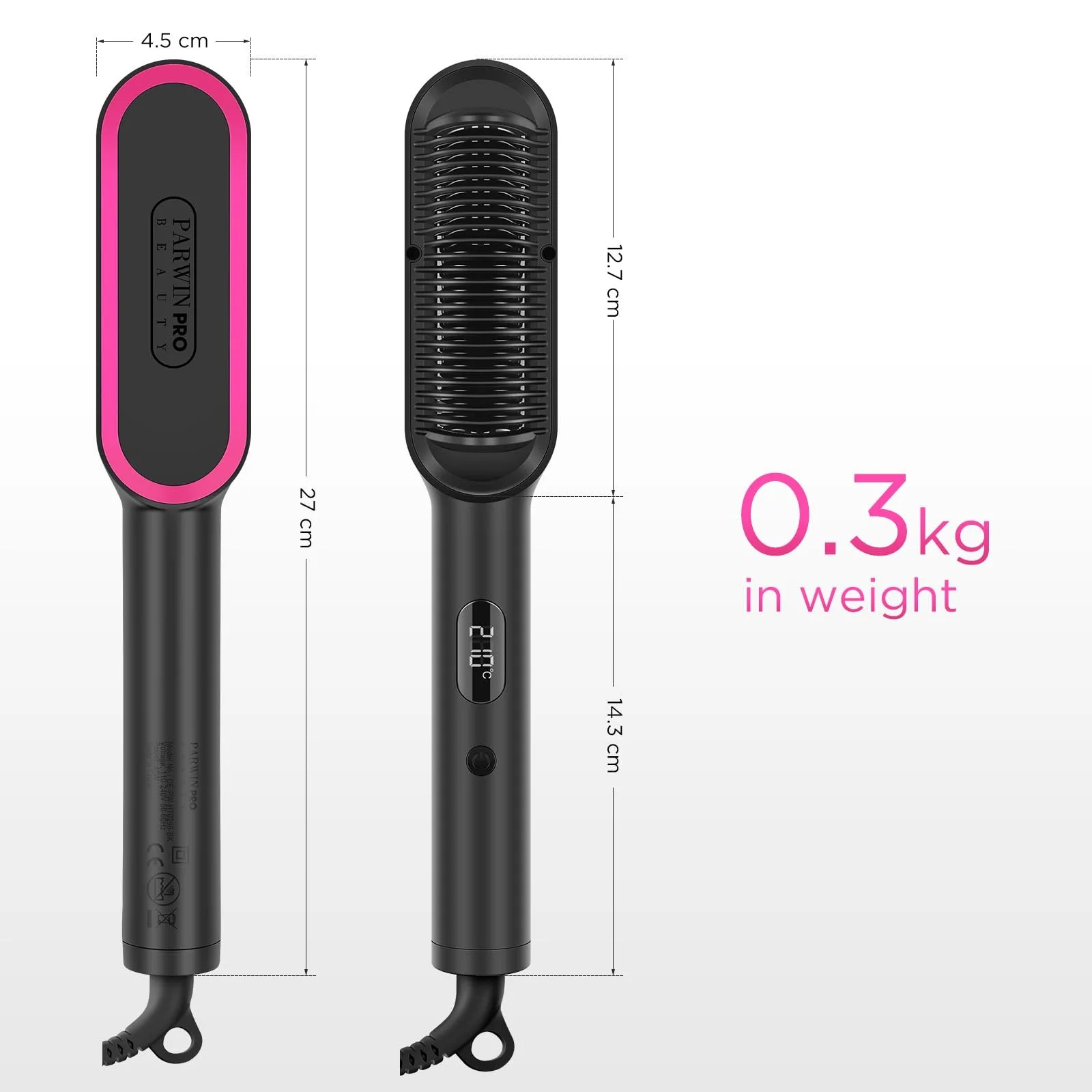 Ионная щетка-выпрямитель PARWIN PRO BEAUTY LED-дисплей, нагрев 20 секунд, 4 настройки температуры, фото №6 Ионная щетка-выпрямитель PARWIN PRO BEAUTY LED-дисплей, нагрев 20 секунд, 4 настройки температуры, фото №6