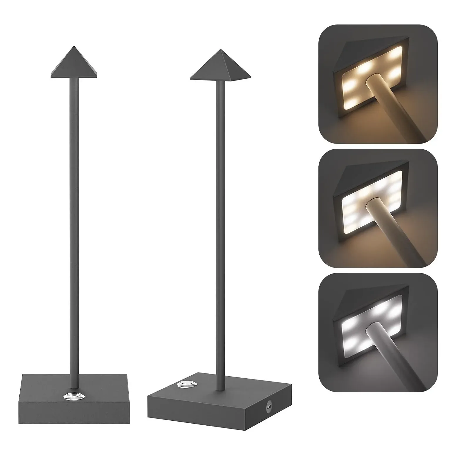 Настільна лампа Aipsun 2 шт. LED Dimmable Battery USB-C IP54 Anthracite, фото №1