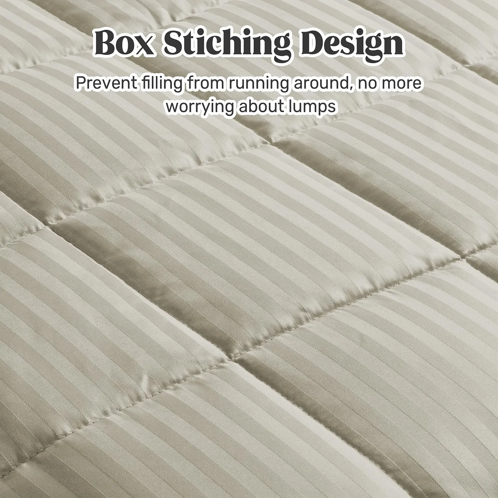 Покривало UNIKOME Queen Size М'яка Легка Альтернатива Пуху з Сатиновою Обробкою Пісочний колір (229 x 229 см), фото №3