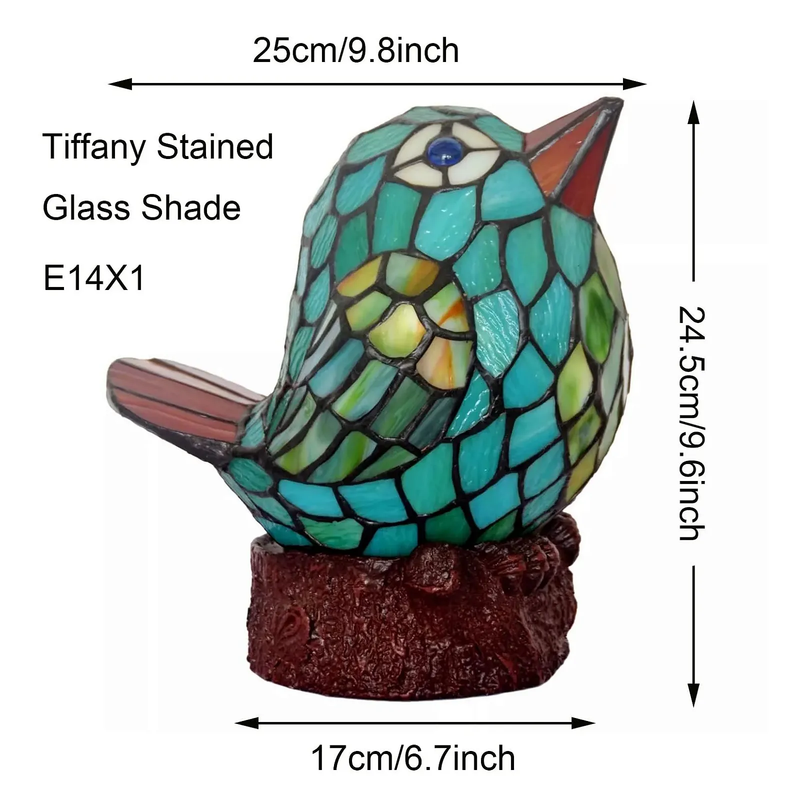 Настільна лампа Mini Small Bird у стилі кантрі з вітражного скла Зелена, фото №7