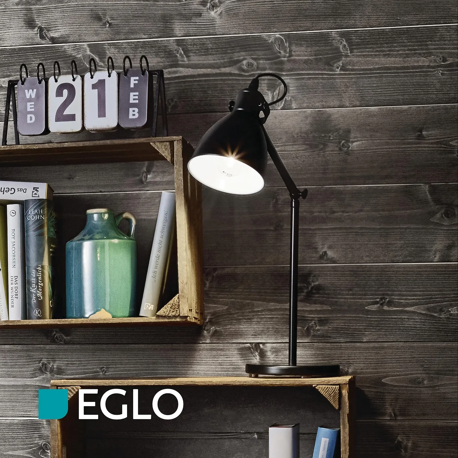 Настольная лампа EGLO Priddy Vintage Industrial Steel E27 Черная/Белая, фото №3