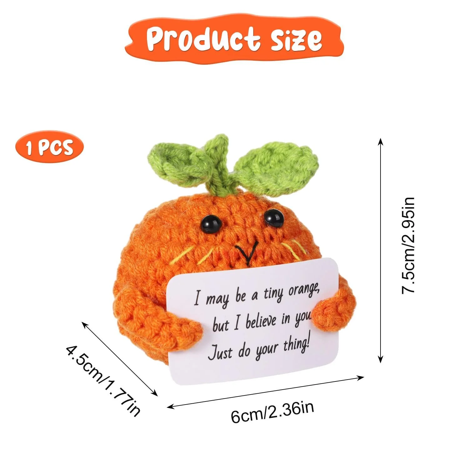 Мини-кукла NQEUEPN Вязаная игрушка Оранжевая, фото №2 Мини-кукла NQEUEPN Вязаная игрушка Оранжевая, фото №2