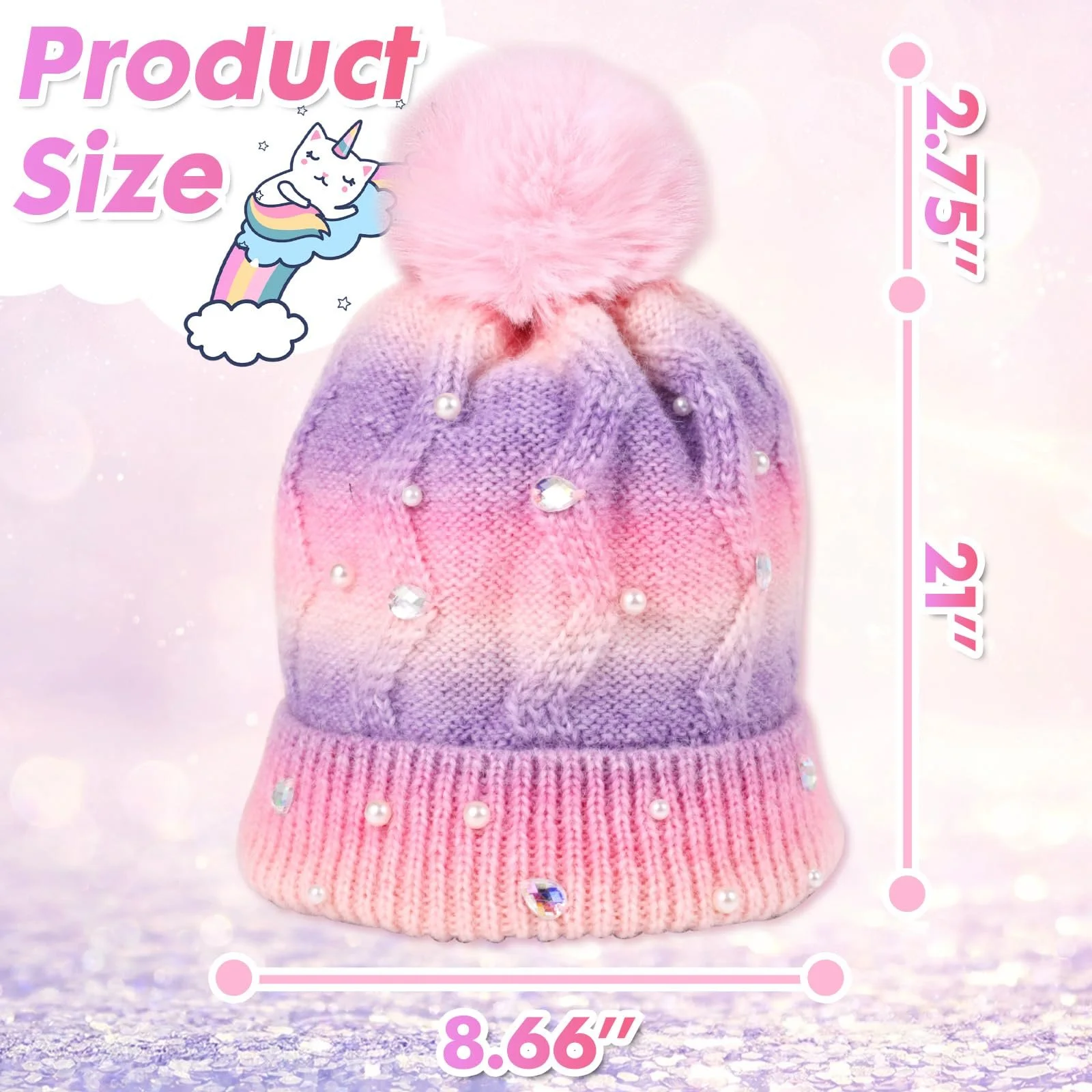 Шапка детская PinkSheep Вязаная с помпоном для девочек 6-14 лет, розовая, фото №5