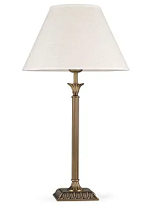 Настільна лампа Vintage Classic Art Nouveau 403777/3 Велика Антична латунь Лляний абажур 1 x E27 - Фото 1