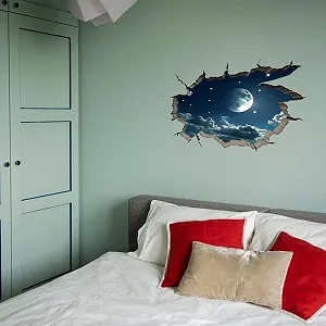 Наклейка на стіну 3D SUPERDANT Moonlight Night Місяць та зірки вінілова - Фото 1