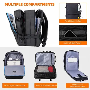 Рюкзак для ноутбука KINGSLONG 40 L 19 дюймов Мужской Женский Расширяемый Водоотталкивающий Бизнес с USB-портом и вакуумным пакетом 20 L (насос не входит в комплект) synthetic.ua - Фото 1