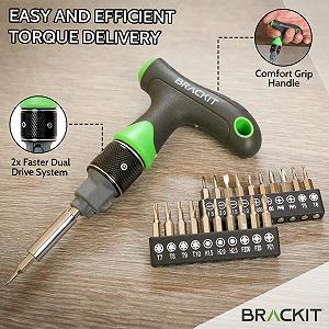 Набір Brackit Double Drive Ratchet T-Handle викрутка і біти 22-шт Precision synthetic.ua - Фото 1