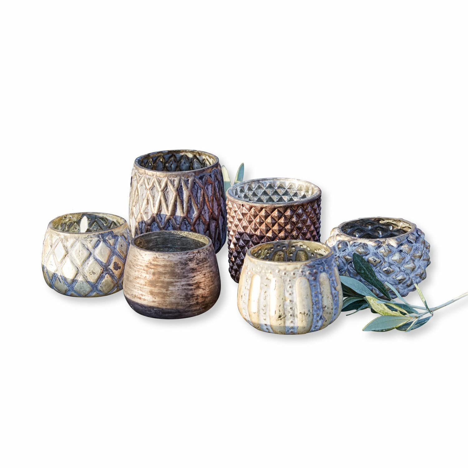 Ліхтарі LOBERON Fajolle Ностальгійний вигляд Скло Сірий/Золотий, фото №1