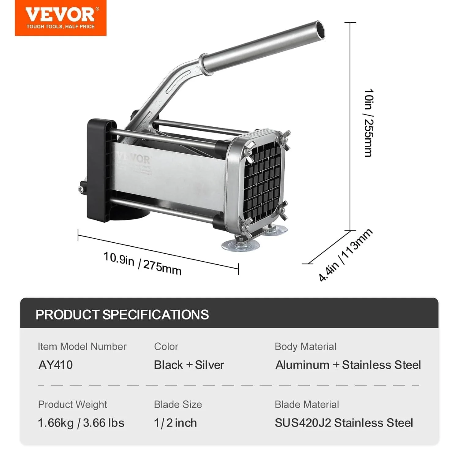 Пристрій для нарізання картоплі фрі VEVOR AY410 Метал, фото №7 Пристрій для нарізання картоплі фрі VEVOR AY410 Метал, фото №7