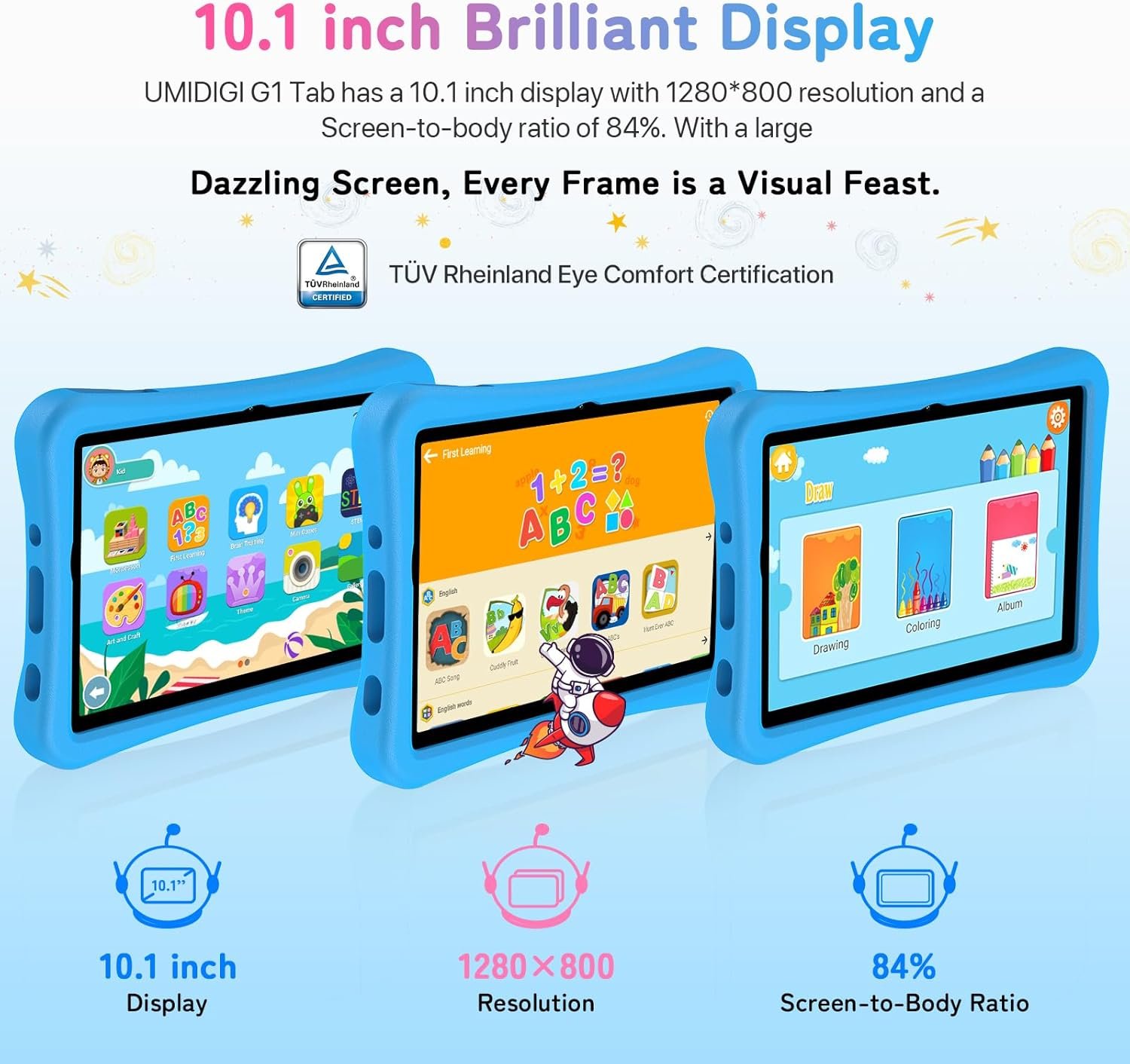Планшет 10.1" UMIDIGI G1 Tab Kids 4+4/64GB 4 ядра Android 13 6000 mAh Сірий, фото №7