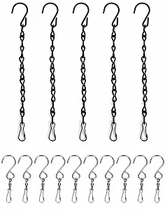 Набір гачків та ланцюжків QWORK® 10 гачків та 5 ланцюжків 24 см Чорний - Фото 1