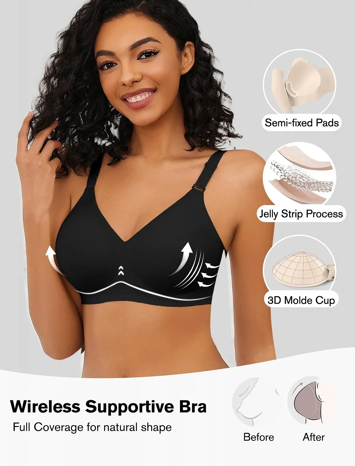 Бесшовный бюстгальтер Avidlove Non-Wired Push-Up Soft Padded V-Neck Bralette, фото №2