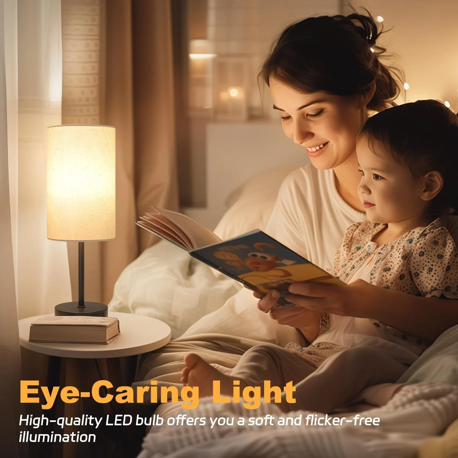 Настільна лампа Touch Dimmable USB A+C Linen Lampshade, фото №5