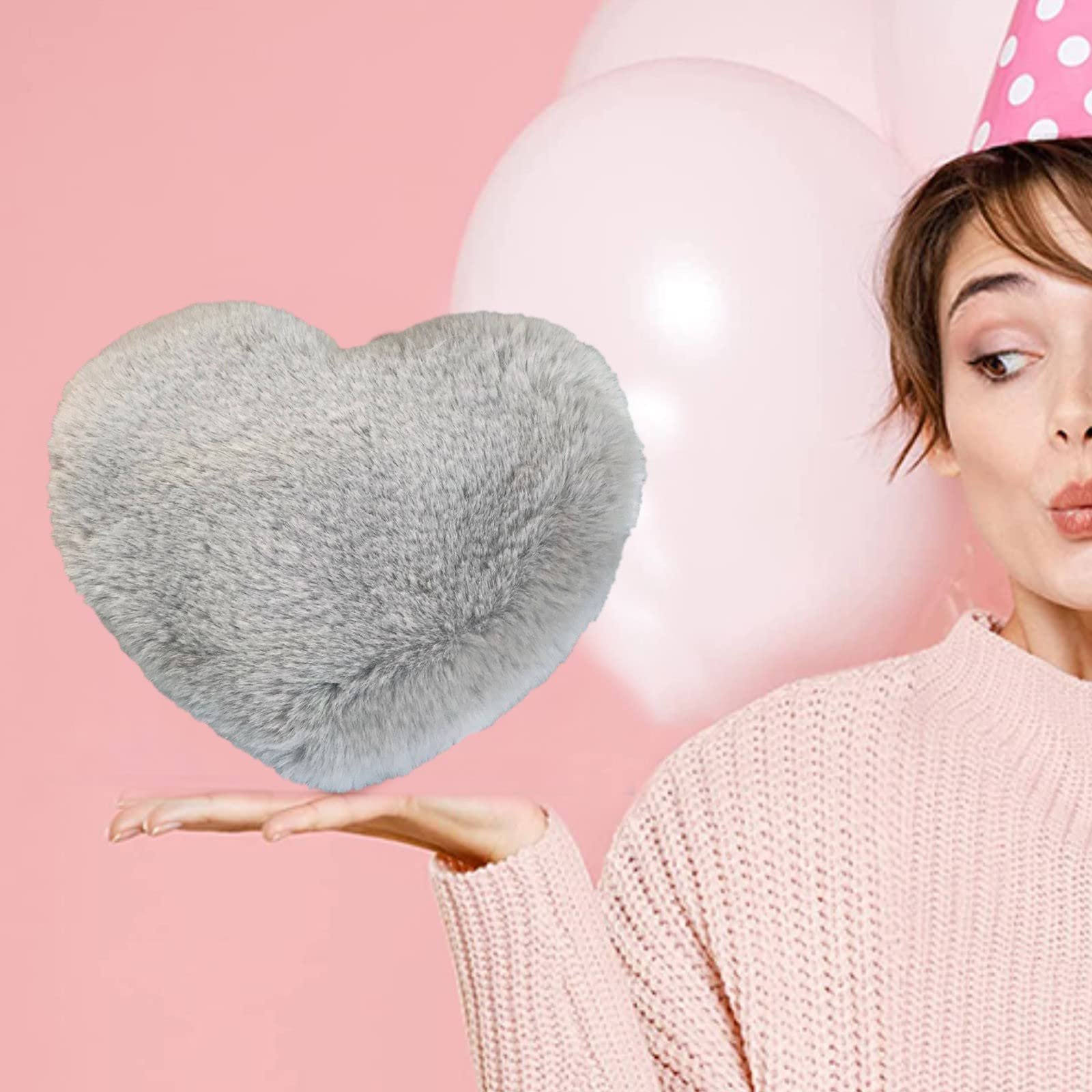 Сумка Fashion Love Персикове Серце Жіноча Ланцюжок Плечова Сумка Плюшева На Одне Плече Вовняна Сумка Плюшева Серцеподібна Подушка, фото №3