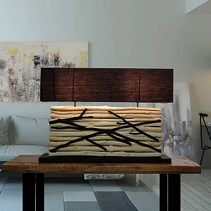 Настільна лампа Licht-Erlebnisse Driftwood Fabric 2x E27 80 см synthetic.ua - Фото 1