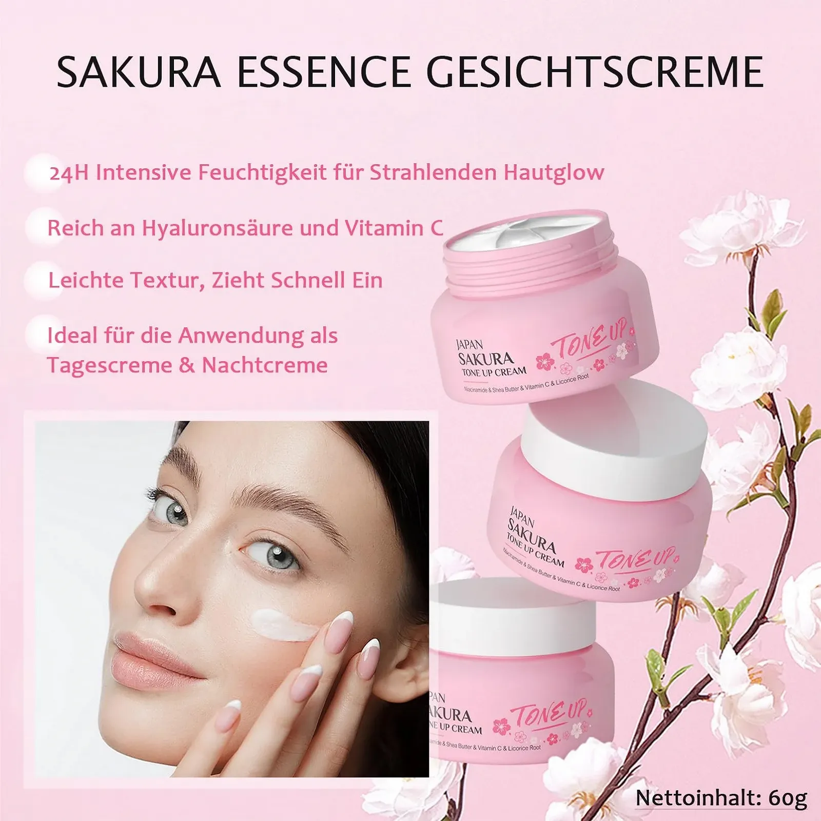Крем для обличчя Sakura Essence EONFAVE Зволожувальний Проти зморщок Денний та нічний 50 мл, фото №2 Крем для обличчя Sakura Essence EONFAVE Зволожувальний Проти зморщок Денний та нічний 50 мл, фото №2