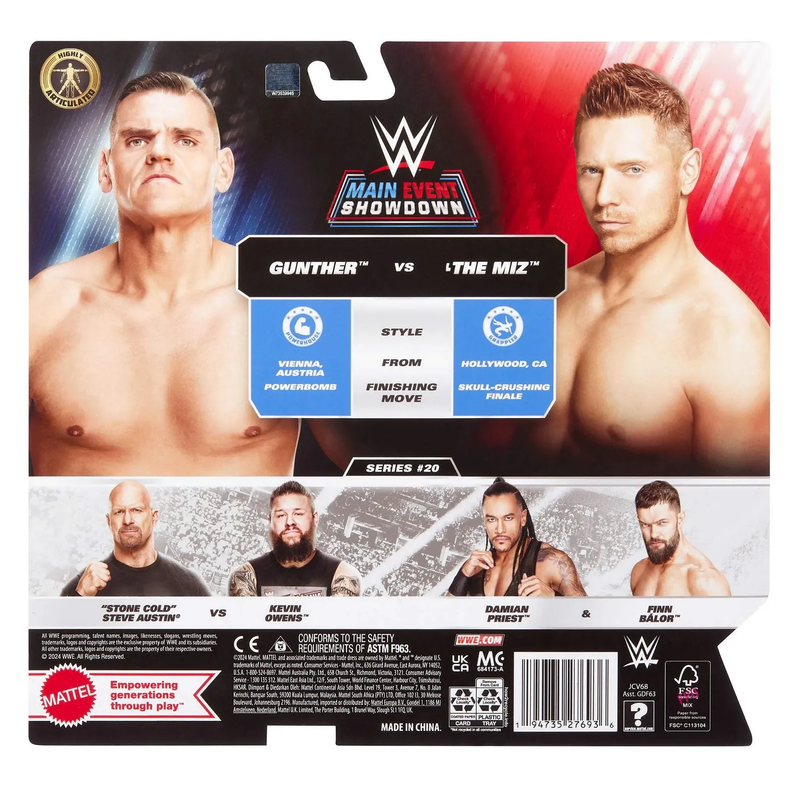 Набір ігрових фігурок Mattel WWE Main Battle Championship Showdown Series #20 Gunther vs The Miz JCV68 Multicolour, фото №6