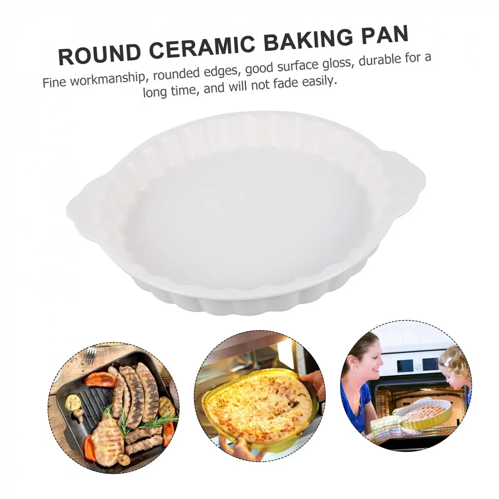 Форма для запікання VALICLUD керамічна кругла White, фото №3 Форма для запікання VALICLUD керамічна кругла White, фото №3