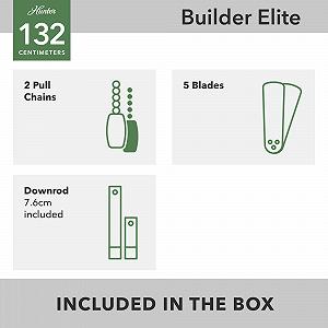 Потолочный вентилятор HUNTER FAN Builder Elite 50566, никель, 5 двухсторонних лопастей (бразильская вишня/клен) synthetic.ua - Фото 1
