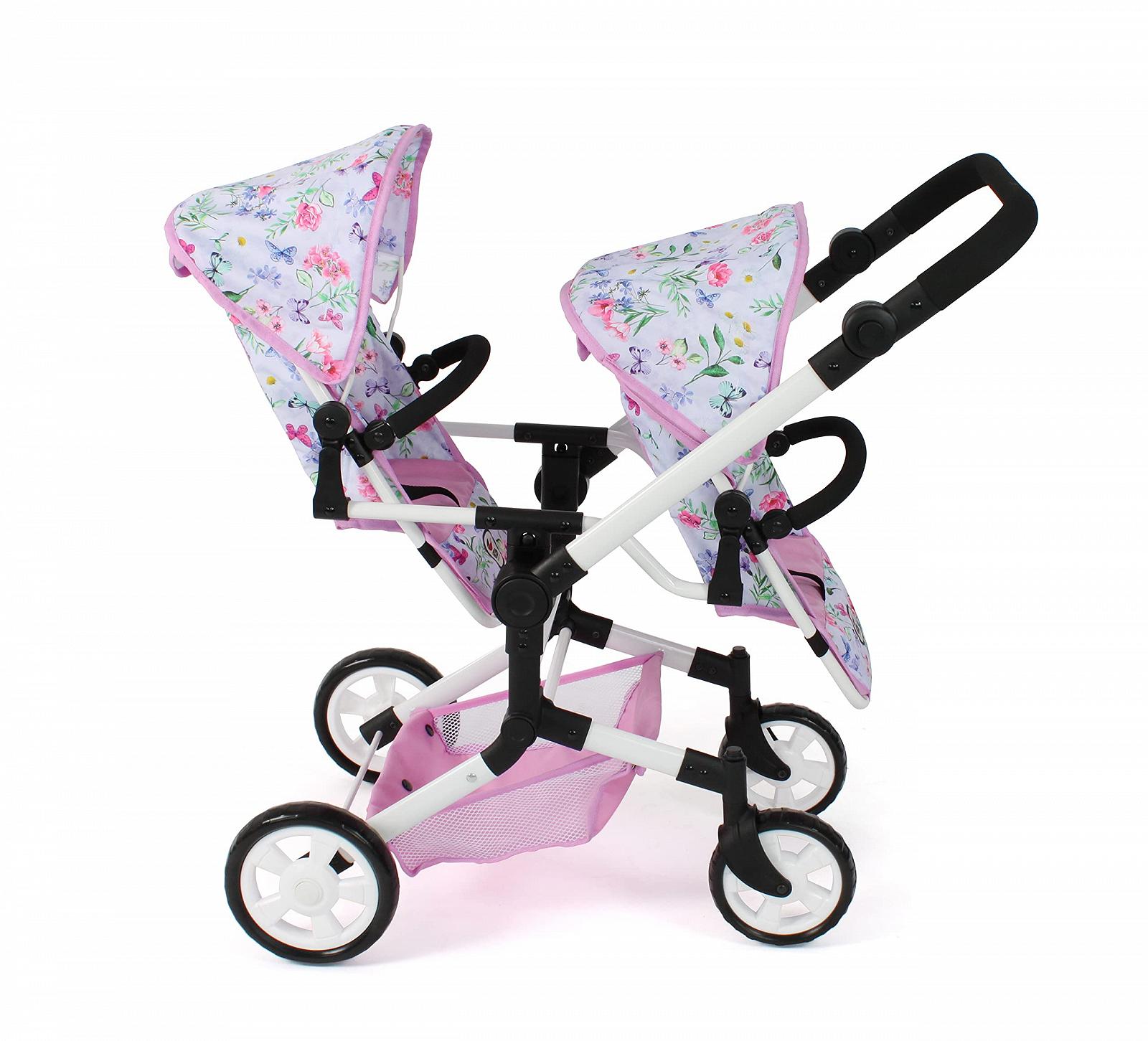 Коляска Bayer Chic 2000 Linus Duo Кукольная для двойняшек для детей от 4 до 8 лет Flowers розовый, фото №5