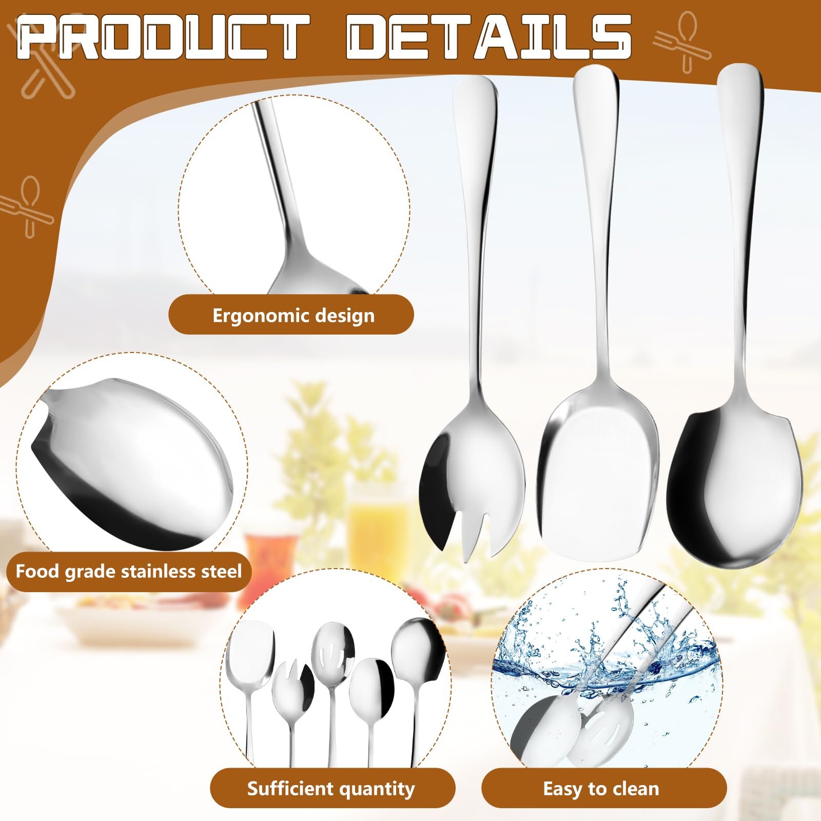 Набор Сервировочных Ложек из Нержавеющей Стали 5 штук, фото №3