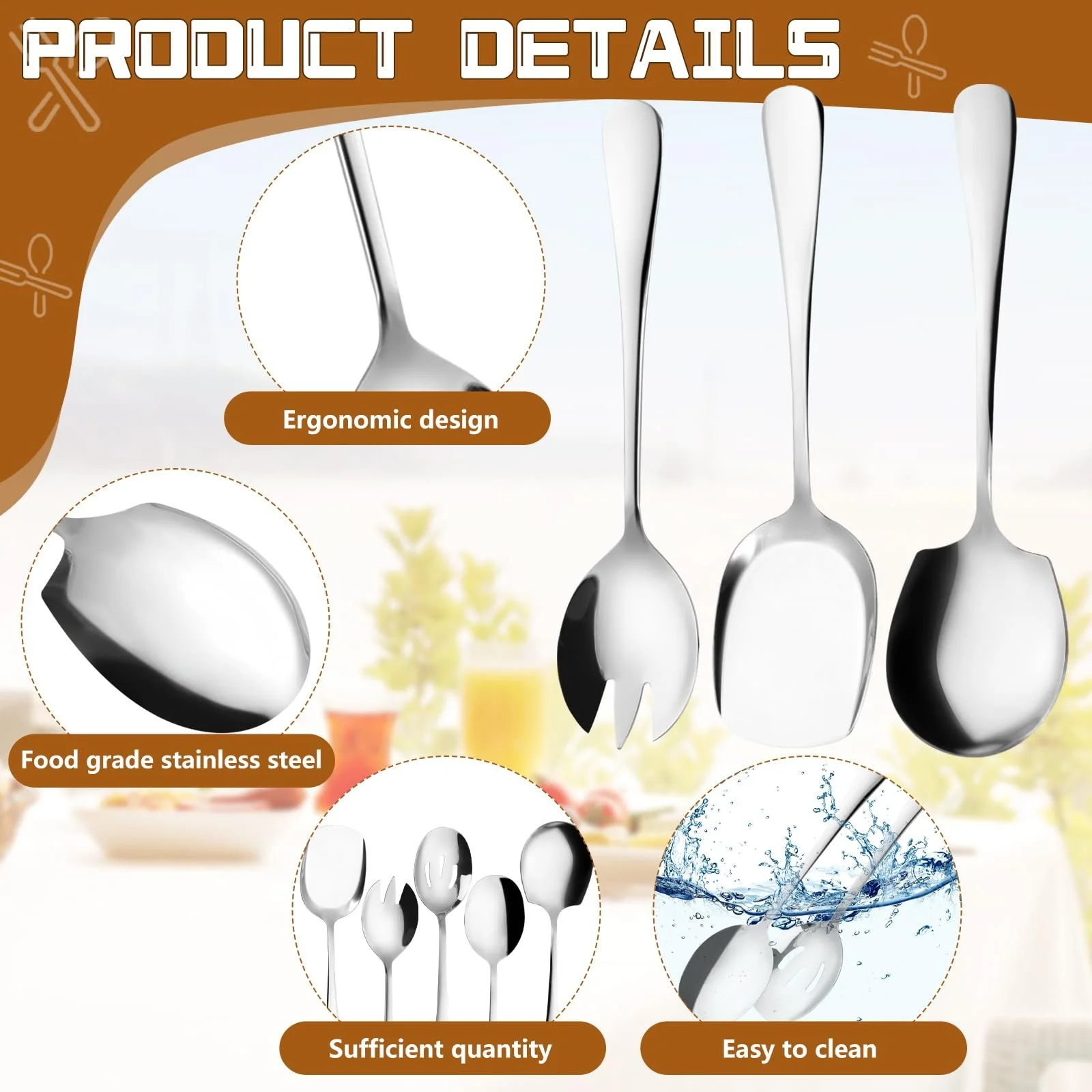 Набір Сервірувальних Ложок з Нержавіючої Сталі 5 штук, фото №3 Набір Сервірувальних Ложок з Нержавіючої Сталі 5 штук, фото №3