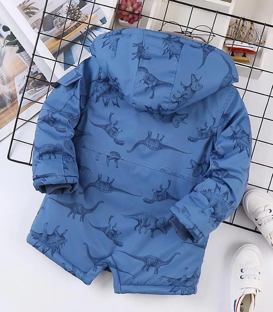 Пухова куртка для хлопчиків Nemopter, дитяче пальто, стьобана куртка для хлопчиків з капюшоном і динозавром, 3-13 років, фото №2