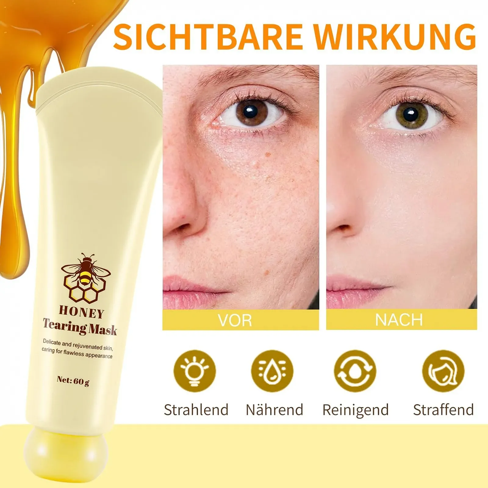 Маска для лица Honey Peel Off, средство для очищения пор, маска для лица, средство для удаления черных точек, питательная коллагеновая маска, отрывная маска для лица, средство для удаления черных точек и маски для уменьшения пор, фото №5