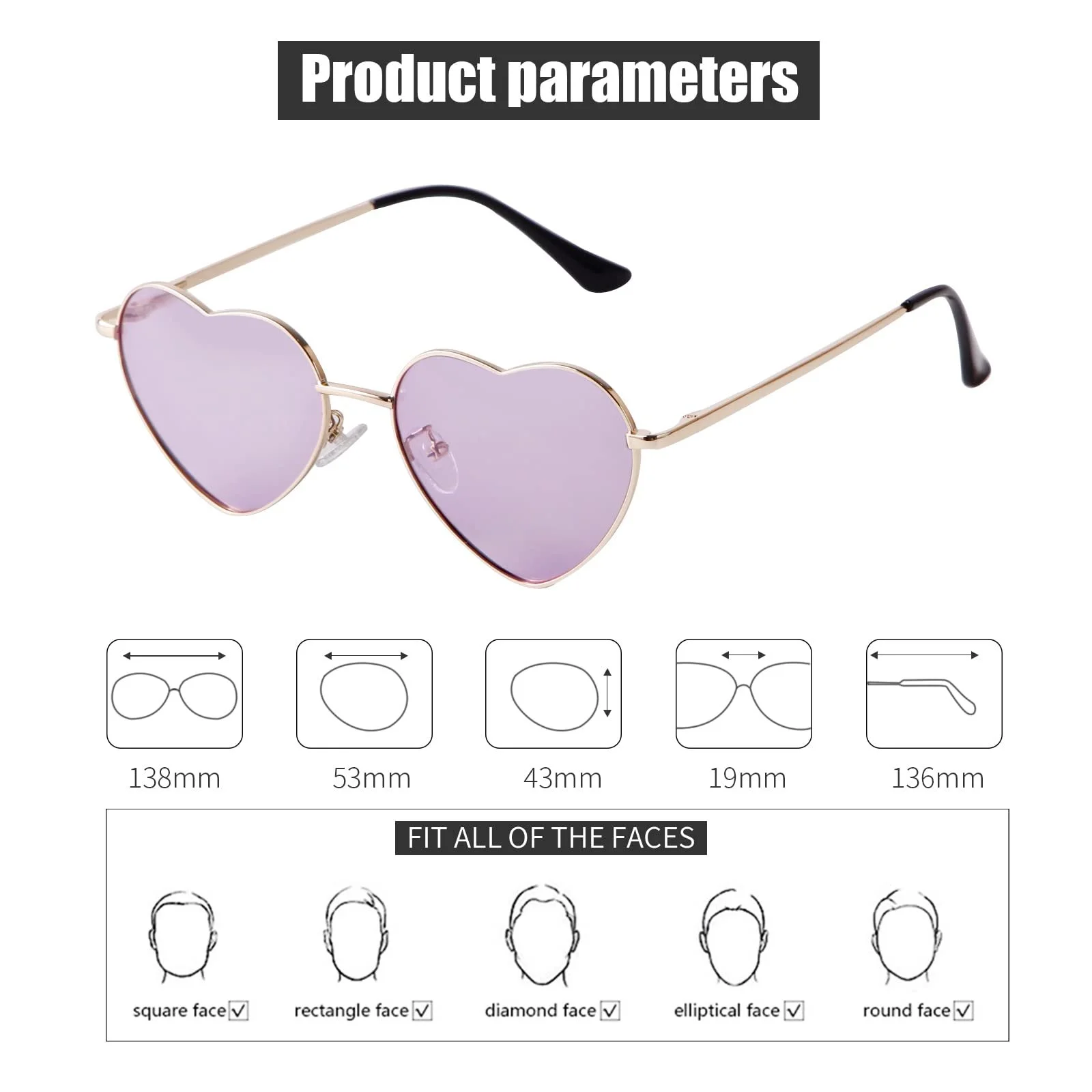 Сонцезахисні окуляри Серце ADEWU Металева оправа, фото №2